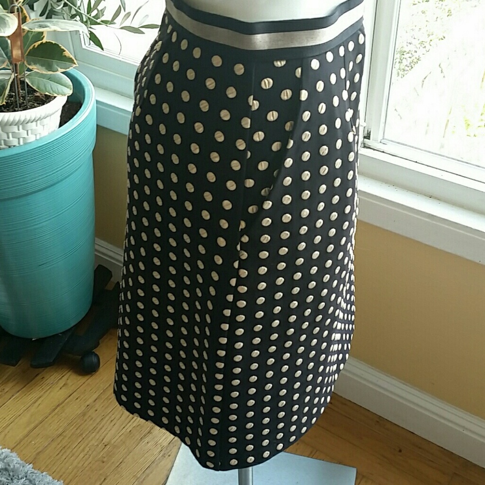 Anthropologie Weston Black and Gold Polka Dot Pencil Skirt Size Small - Picture 2 of 7